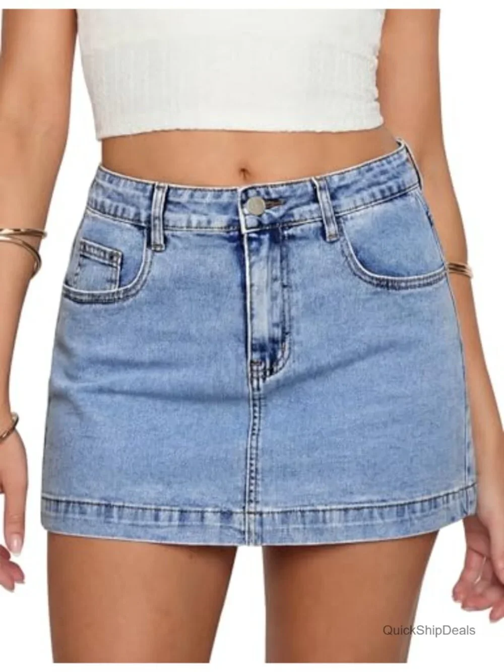 High-Waisted Denim Skort with Built-in Shorts for Women